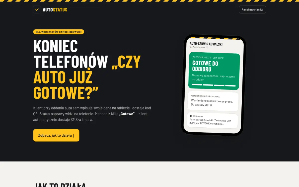 Aplikacja AutoStatus dla warsztatów samochodowych