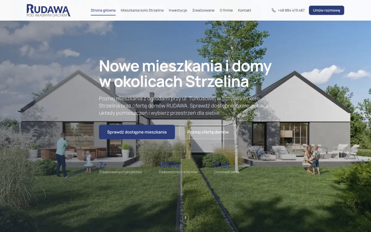 Strona dewelopera RUDAWA — mieszkania i domy koło Strzelina